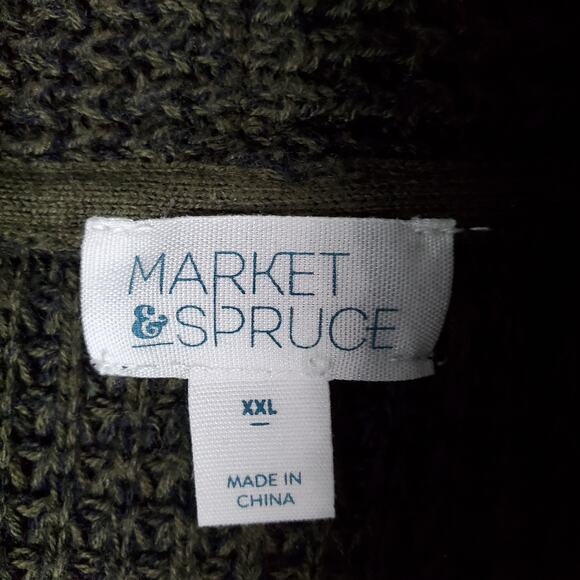 Market & Spruce Womens Olive Green Tabatha Waffle Knit Cardigan Sweater Size XXL - Picture 3 of 5